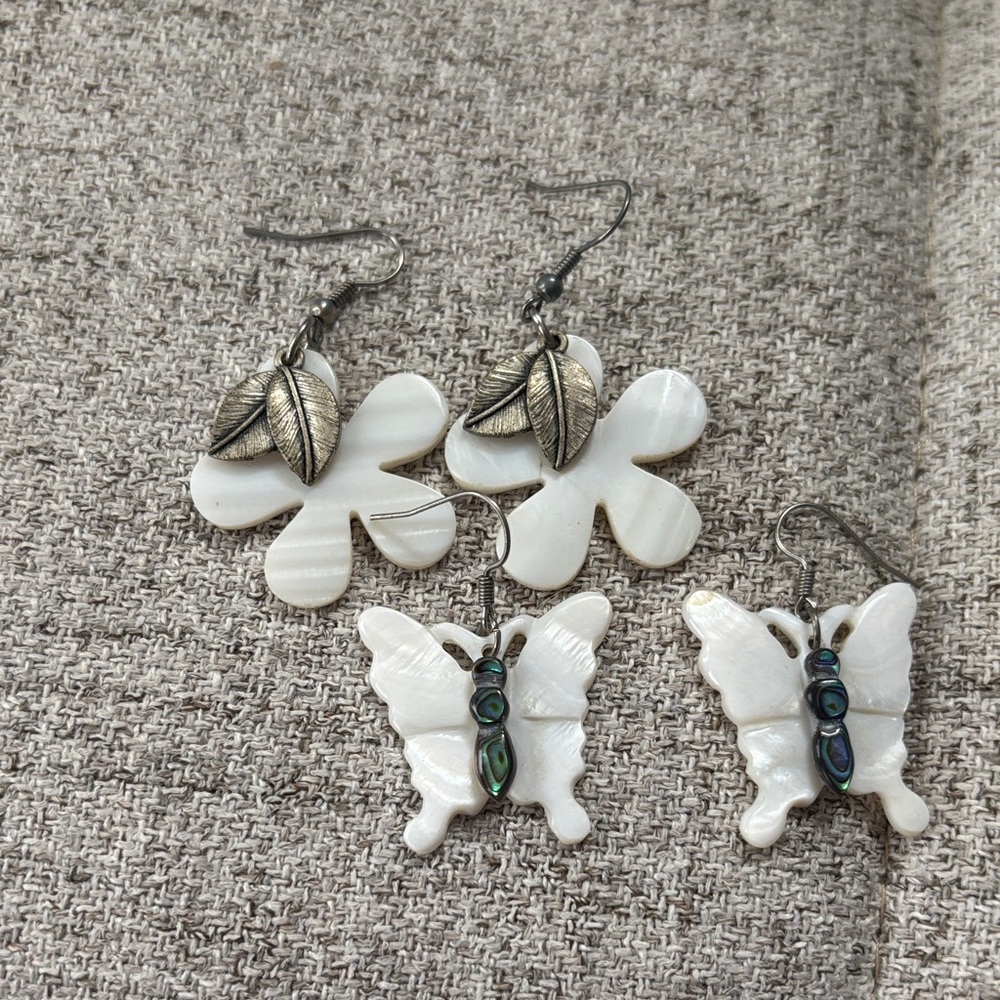 Handmade Earrings from Vietnam - White Mother-of-Pearl (Set of 2) Butterfly
